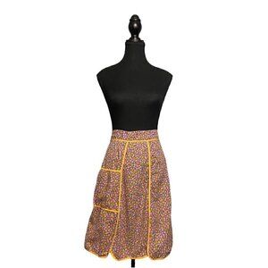 Vintage 70s Ditsy Floral Apron Purple Orange Retro Kitchen